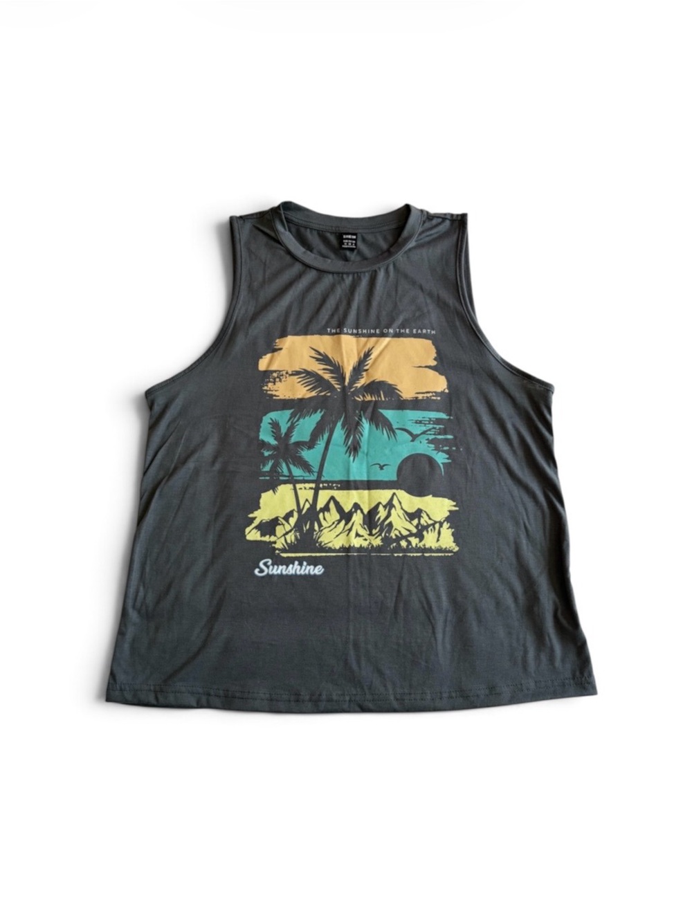 SHEIN Sunshine on the earth Sleeveless Top Size Medium 6 Women’s Gray NWOT